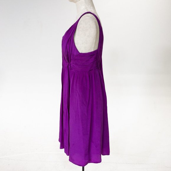 Vintage Y2K Anthropologie M Deep Plunge Ruched Mini Dress Purple - Picture 7 of 11